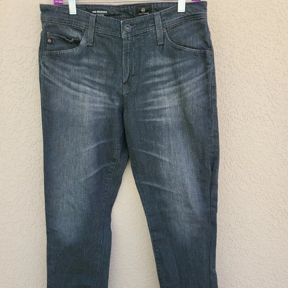 AG Adriano Goldschmied Men's The Graduate Tailored Leg Black Stretch Pants Sz 30